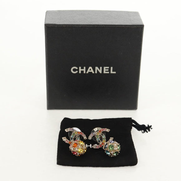 CHANEL Pierce metal Silver CC Auth 136569M