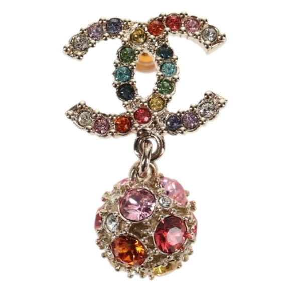 CHANEL Pierce metal Silver CC Auth 136569M