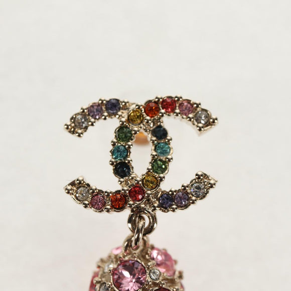 CHANEL Pierce metal Silver CC Auth 136569M