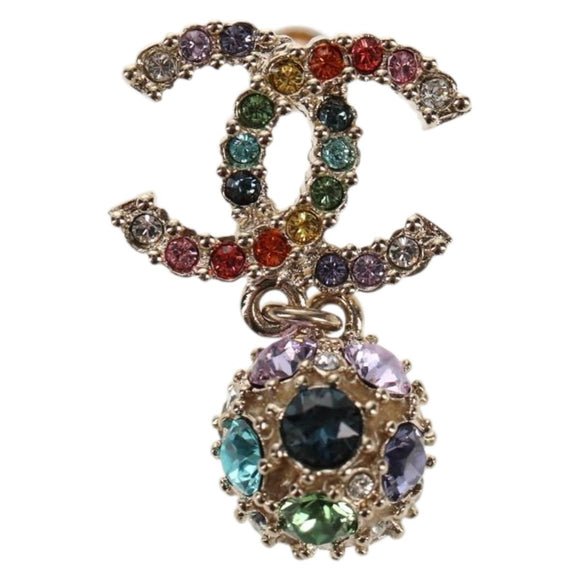 CHANEL Pierce metal Silver CC Auth 136569M