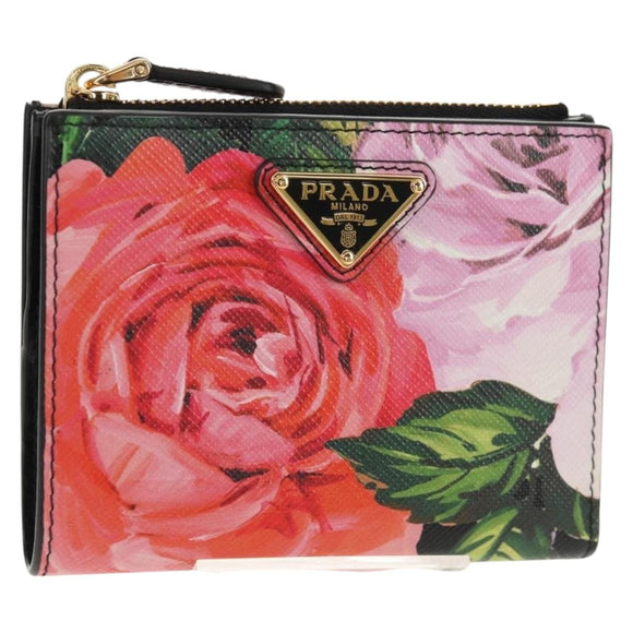 PRADA Bifold Wallet Leather Pink Auth 136570V
