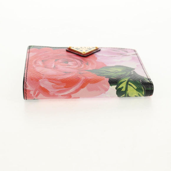 PRADA Bifold Wallet Leather Pink Auth 136570V
