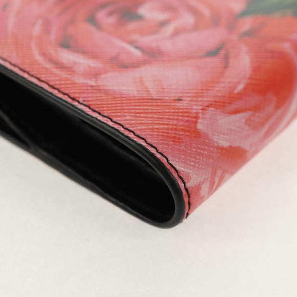 PRADA Bifold Wallet Leather Pink Auth 136570V