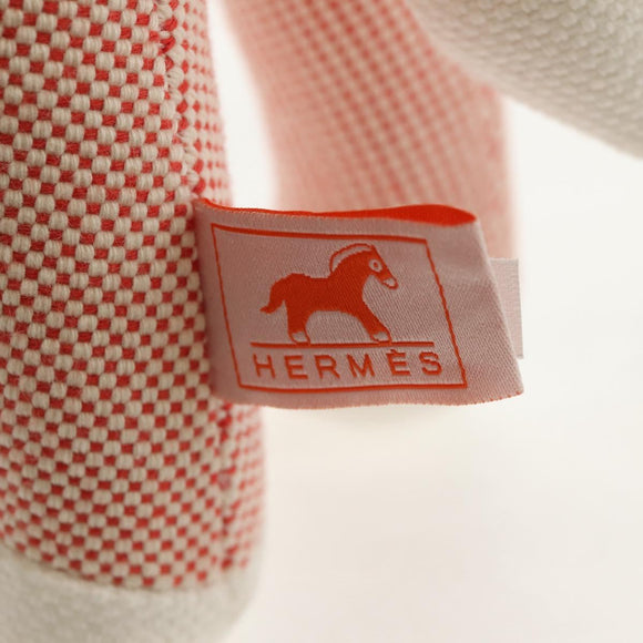 HERMES Cheval Honore Stuffed dog Cotton Orange Auth 136571M