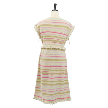 CHANEL Long Dress Shirt Wool Beige CC Auth 136572M - 0