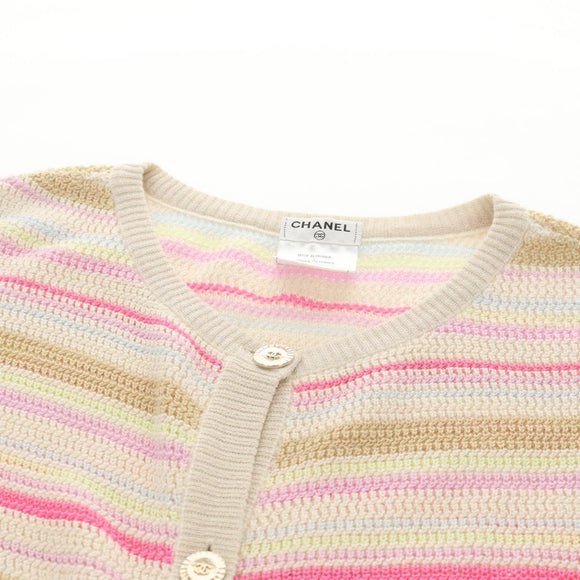 CHANEL Long Dress Shirt Wool Beige CC Auth 136572M