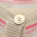 CHANEL Long Dress Shirt Wool Beige CC Auth 136572M-7