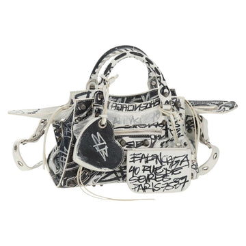 BALENCIAGA Neo Kagol XS Hand Bag Leather White Silver 700940 Auth 136599M