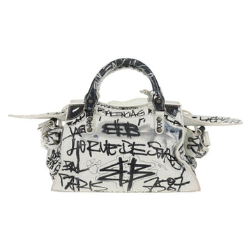 BALENCIAGA Neo Kagol XS Hand Bag Leather White Silver 700940 Auth 136599M - 0