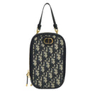 Christian Dior Oblique Trotter Canvas Phone Shoulder Bag Navy Gold Auth 136609-13