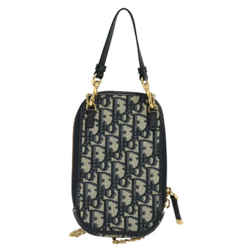 Christian Dior Oblique Trotter Canvas Phone Shoulder Bag Navy Gold Auth 136609 - 0