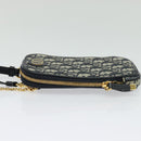 Christian Dior Oblique Trotter Canvas Phone Shoulder Bag Navy Gold Auth 136609-3