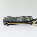Christian Dior Oblique Trotter Canvas Phone Shoulder Bag Navy Gold Auth 136609-4