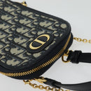 Christian Dior Oblique Trotter Canvas Phone Shoulder Bag Navy Gold Auth 136609-6