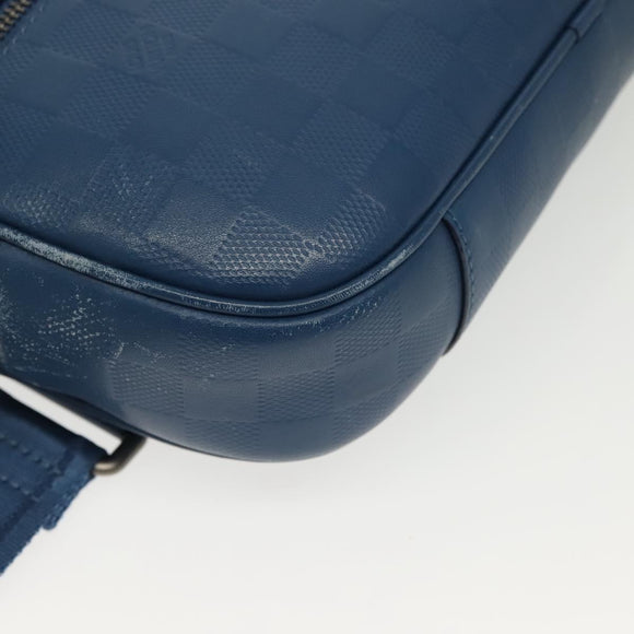 LOUIS VUITTON Damier Infini Ambreil Bag Leather Blue N41354 LV Auth 136610