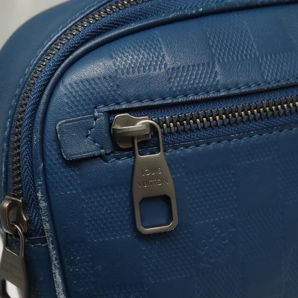 LOUIS VUITTON Damier Infini Ambreil Bag Leather Blue N41354 LV Auth 136610