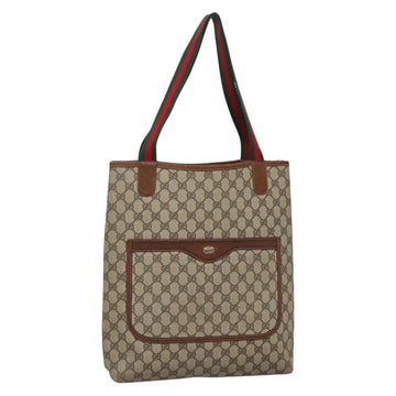 GUCCI GG Supreme Web Sherry Line Tote Bag PVC Beige 39 002 4487 Auth 136646