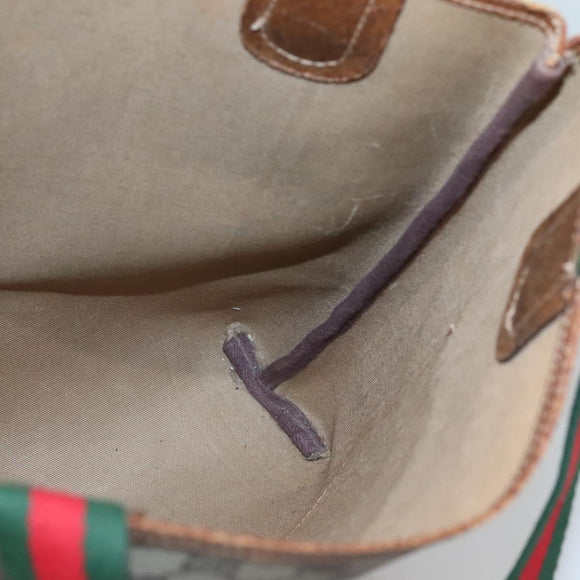 GUCCI GG Supreme Web Sherry Line Tote Bag PVC Beige 39 002 4487 Auth 136646