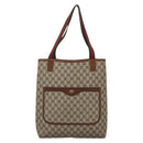 GUCCI GG Supreme Web Sherry Line Tote Bag PVC Beige 39 002 4487 Auth 136646-13