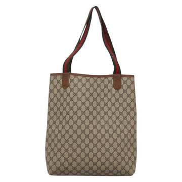 GUCCI GG Supreme Web Sherry Line Tote Bag PVC Beige 39 002 4487 Auth 136646 - 0
