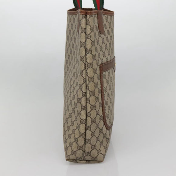 GUCCI GG Supreme Web Sherry Line Tote Bag PVC Beige 39 002 4487 Auth 136646
