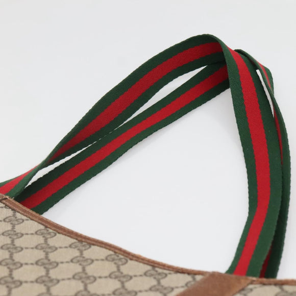 GUCCI GG Supreme Web Sherry Line Tote Bag PVC Beige 39 002 4487 Auth 136646