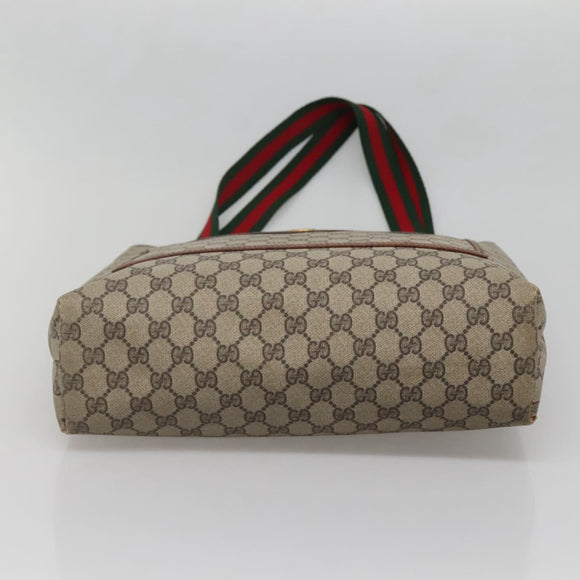 GUCCI GG Supreme Web Sherry Line Tote Bag PVC Beige 39 002 4487 Auth 136646