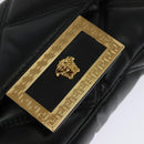 VERSACE Chain Shoulder Bag Leather Black Gold Auth 136648-17