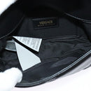 VERSACE Chain Shoulder Bag Leather Black Gold Auth 136648-11