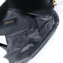 VERSACE Chain Shoulder Bag Leather Black Gold Auth 136648-19