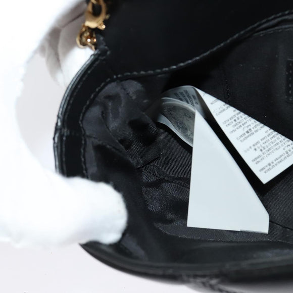 VERSACE Chain Shoulder Bag Leather Black Gold Auth 136648