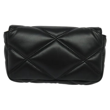 VERSACE Chain Shoulder Bag Leather Black Gold Auth 136648 - 0