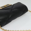VERSACE Chain Shoulder Bag Leather Black Gold Auth 136648-6