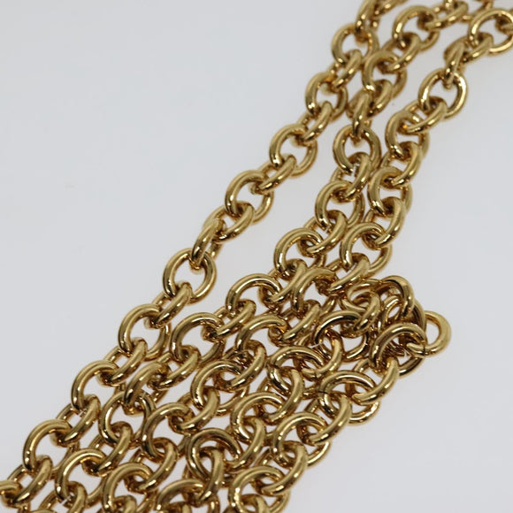 VERSACE Chain Shoulder Bag Leather Black Gold Auth 136648