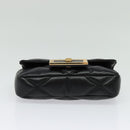 VERSACE Chain Shoulder Bag Leather Black Gold Auth 136648-5