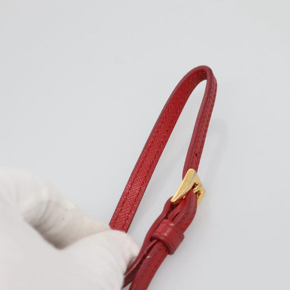 PRADA Shoulder Bag Nylon Red Gold Auth 136649