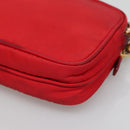 PRADA Shoulder Bag Nylon Red Gold Auth 136649-15