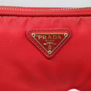 PRADA Shoulder Bag Nylon Red Gold Auth 136649-19