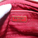 PRADA Shoulder Bag Nylon Red Gold Auth 136649-20