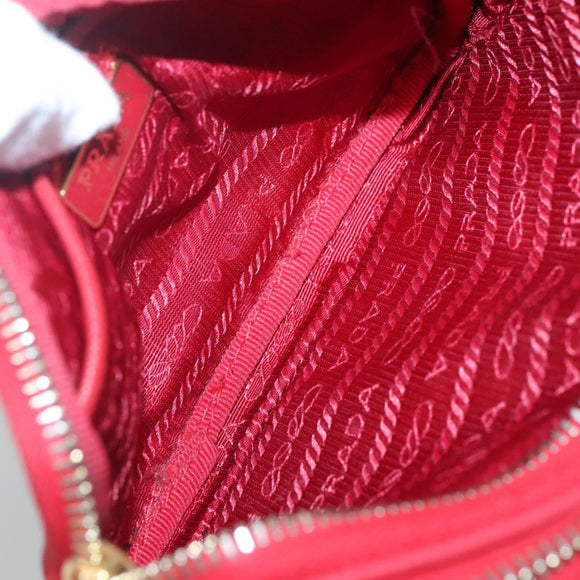 PRADA Shoulder Bag Nylon Red Gold Auth 136649