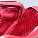 PRADA Shoulder Bag Nylon Red Gold Auth 136649-21