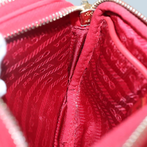 PRADA Shoulder Bag Nylon Red Gold Auth 136649