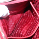 PRADA Shoulder Bag Nylon Red Gold Auth 136649-23