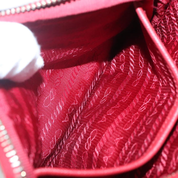 PRADA Shoulder Bag Nylon Red Gold Auth 136649
