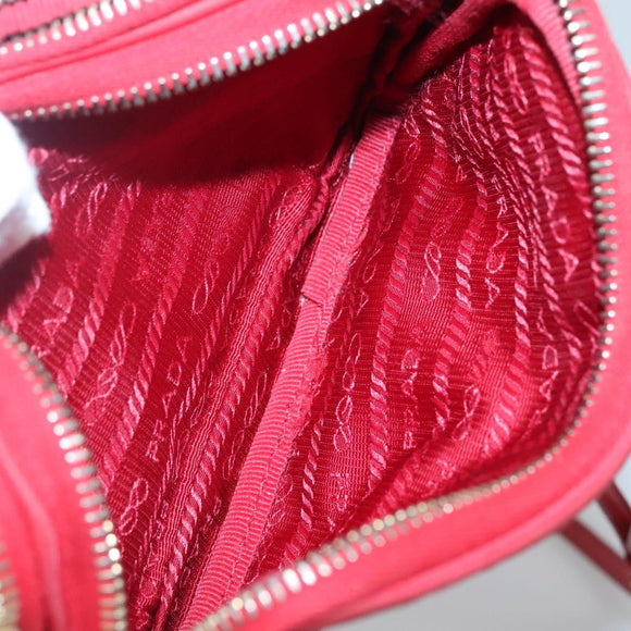 PRADA Shoulder Bag Nylon Red Gold Auth 136649