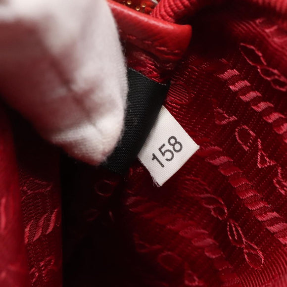 PRADA Shoulder Bag Nylon Red Gold Auth 136649