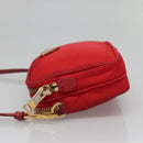 PRADA Shoulder Bag Nylon Red Gold Auth 136649-3