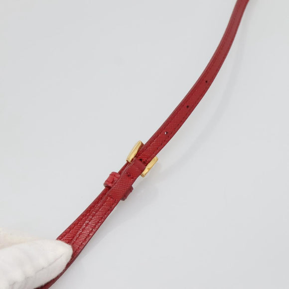 PRADA Shoulder Bag Nylon Red Gold Auth 136649