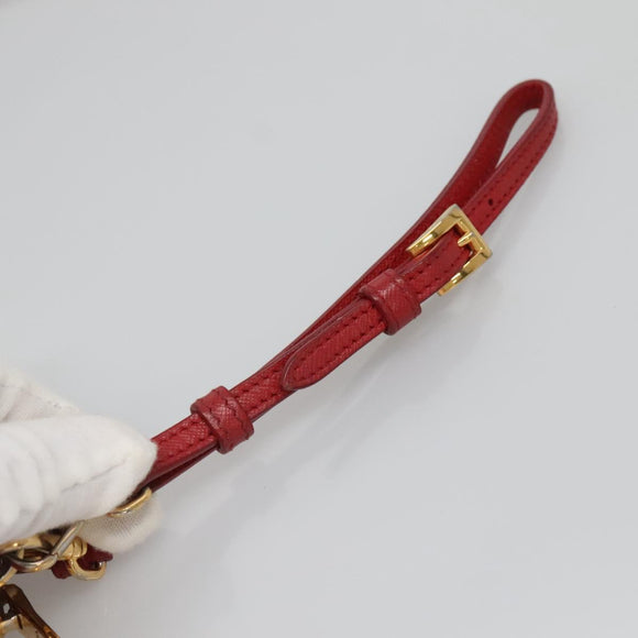 PRADA Shoulder Bag Nylon Red Gold Auth 136649