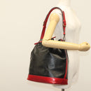 LOUIS VUITTON Epi Noe Shoulder Bag Bicolor Black Red M44017 LV Auth 136663-21